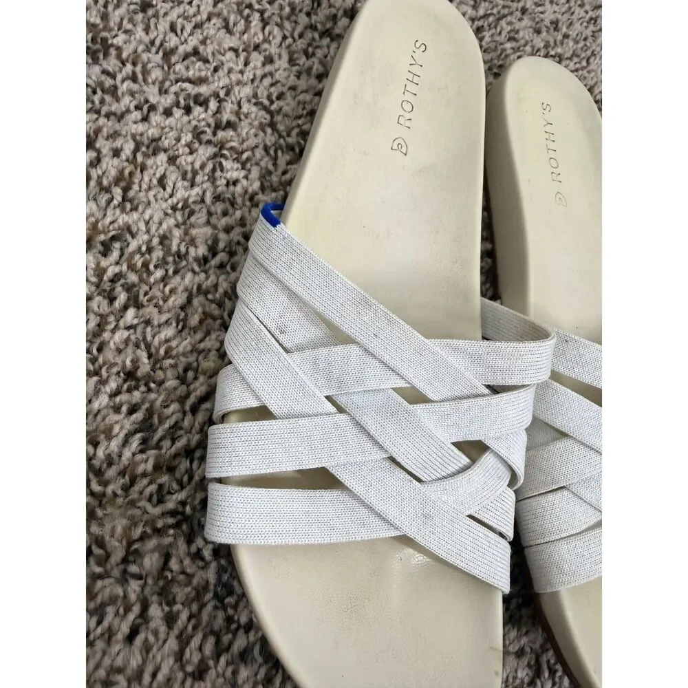 Rothy's The Slide Sandal Cloud White Womens Sz 11.5 Strappy Neutral Casual